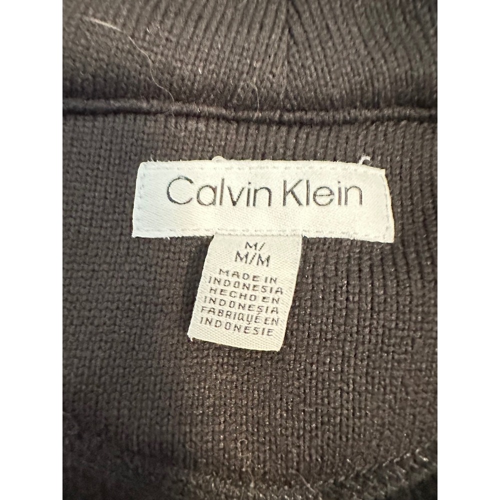 Calvin Klein Women Black Full Zip Mock Neck Knit Jacket Athletic Casual Size M - Picture 15 of 16